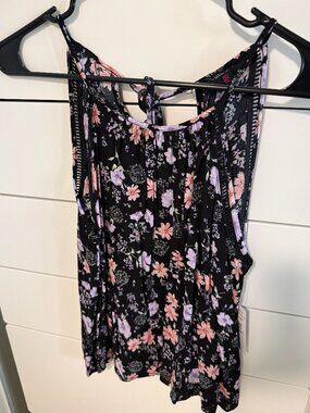 Black and Floral Boho Tank Top
